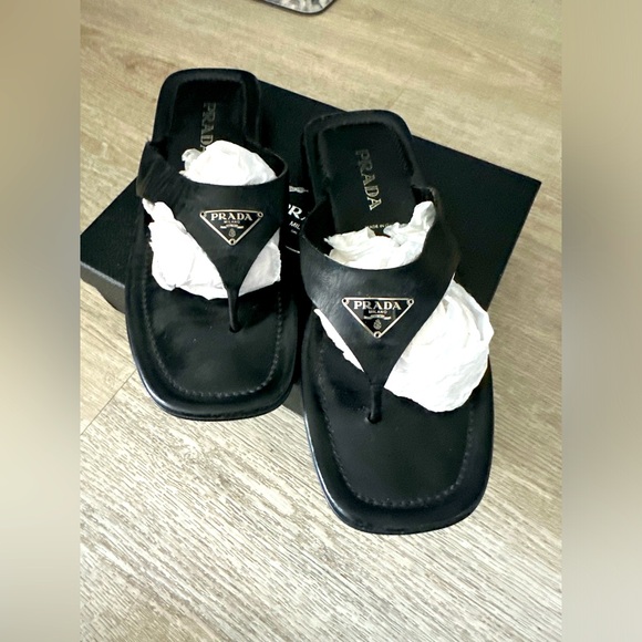 Prada Shoes - PRADA Calfakin Leather thong slides